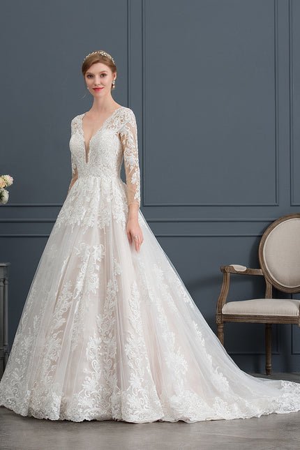 Robe Manche Longue Élégante En Tulle - gallery 2