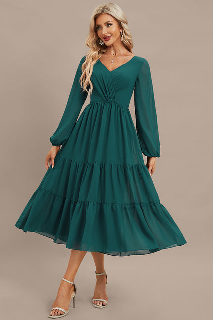 Robe Manche Longue Vaporeuse Émeraude - gallery 1