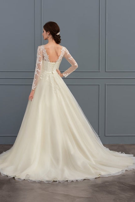 Robe Manche Longue Nuptiale Délicate - gallery 3