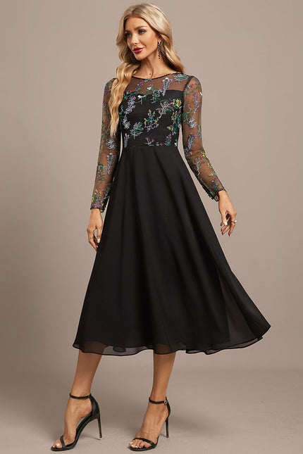 Robe Noire Manches Longues Dentelle - gallery 5