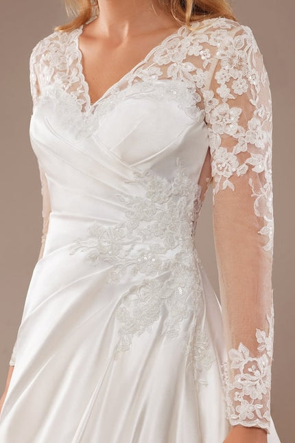 Robe Manche Longue Satinée Élégante - gallery 1
