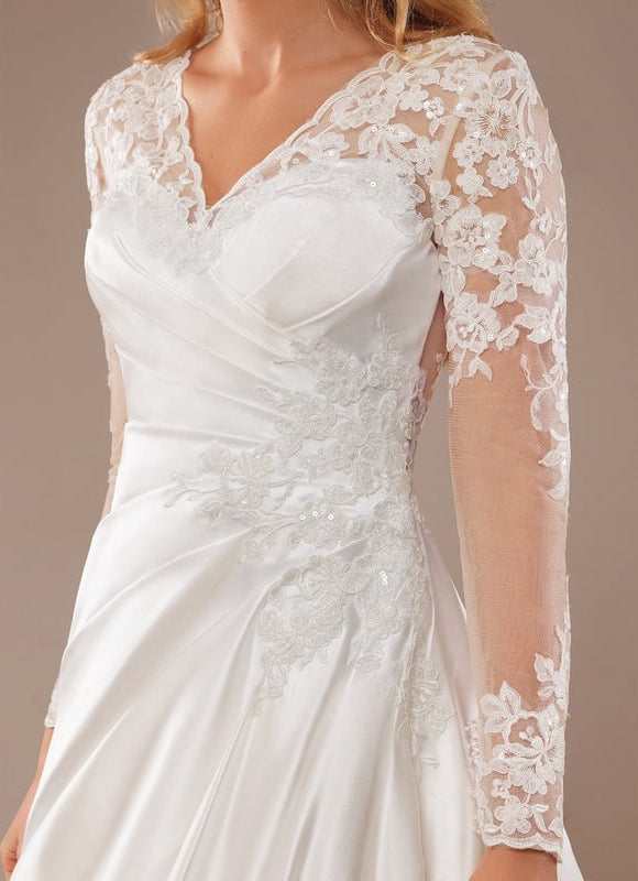 Robe Manche Longue Satinée Élégante - gallery 1