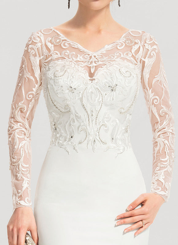 Robe Sirene Blanche Manche Longue - gallery 2