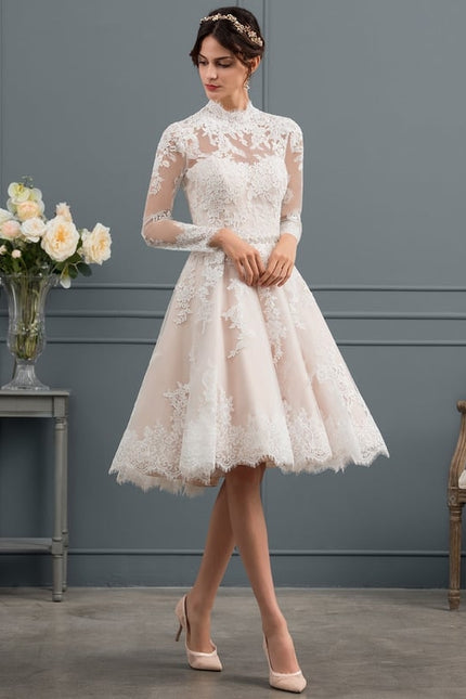 Robe Manche Longue Rétro En Tulle - gallery 4