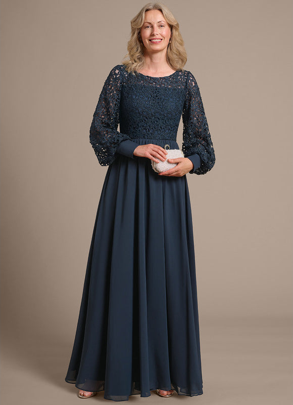 Robe Longue Manches Bouffantes