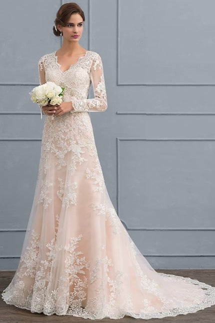 Robe Manche Longue Sirène Tulle Floral - gallery 1