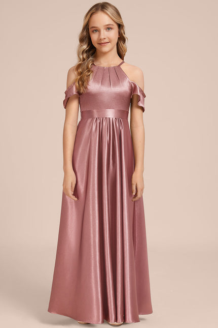 Robe Manche Longue Satin Bordeaux Élégante - gallery 5