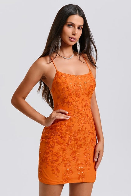 Robe Manche Longue Courte Brodée Orange - gallery 3