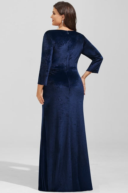 Robe Manche Longue Velours Saumon - gallery 9