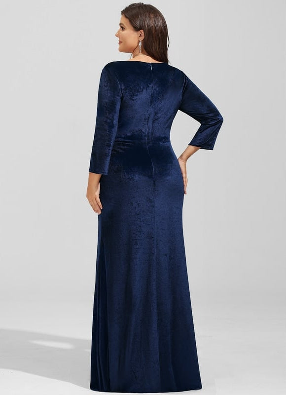 Robe Manche Longue Velours Saumon - gallery 9