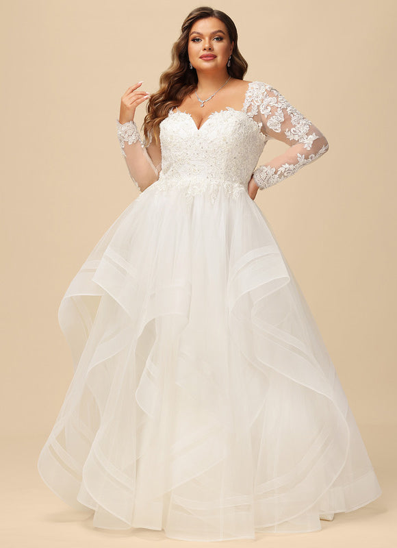 Robe Manche Longue Nuptiale Aérienne - gallery 7