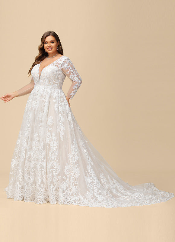 Robe Manche Longue Élégante En Tulle - gallery 8