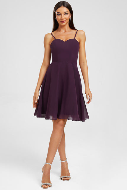 Robe Manche Longue Trapèze Violet - gallery 2
