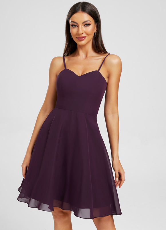 Robe Manche Longue Trapèze Violet - gallery 1