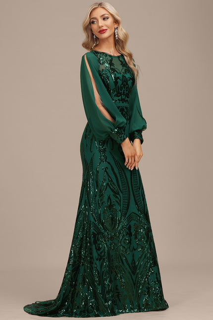 Robe Sirene Paillette Manche Longue - gallery 1