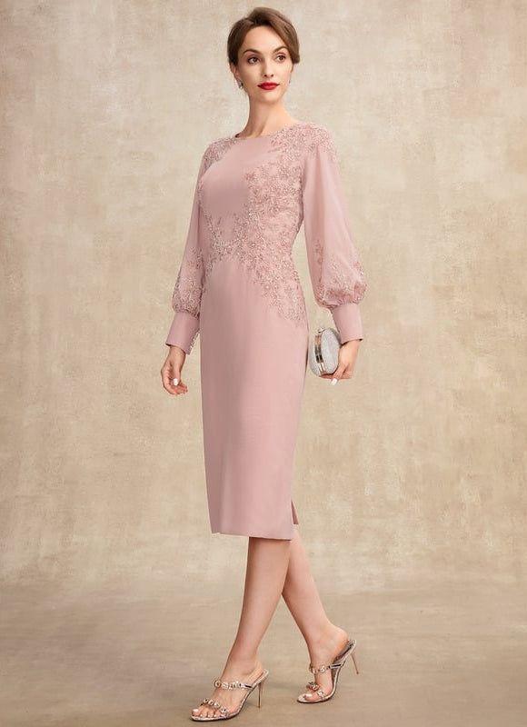 Robe Fourreau Dentelle Manche Longue