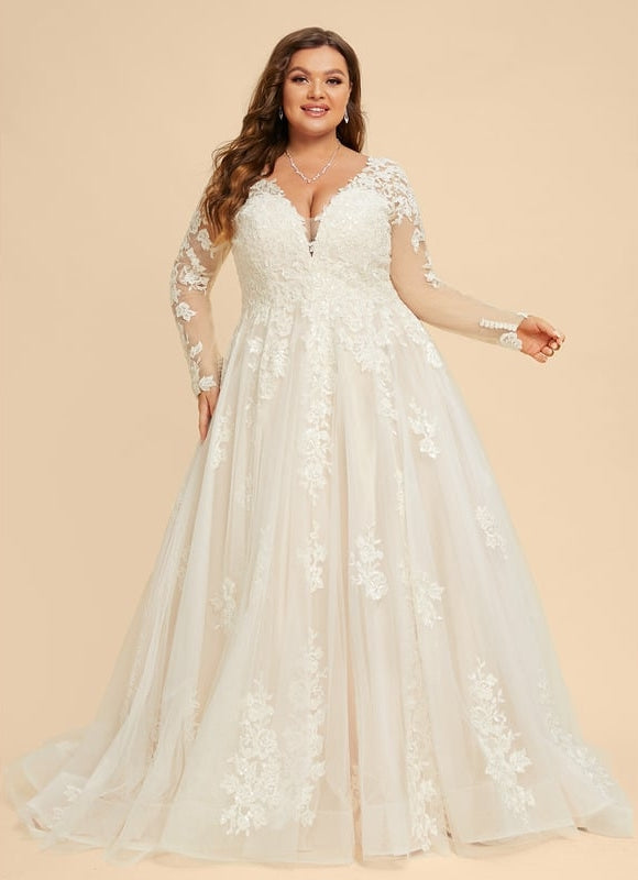Robe Manche Longue Princesse Tulle Floral - gallery 9