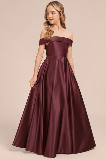 Robe Manche Longue Satin Bordeaux Longue - gallery 2