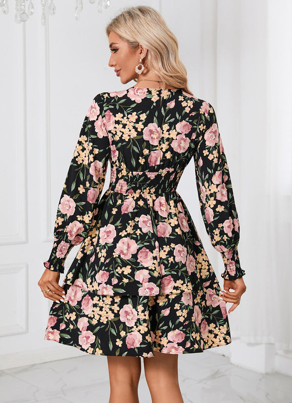 Robe Manche Longue Fleurie Courte - gallery 3