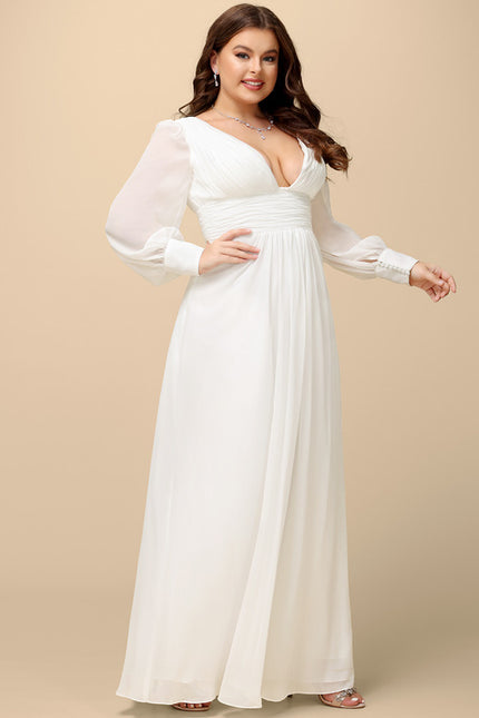 Robe De Soirée Blanche Manche Longue - gallery 9