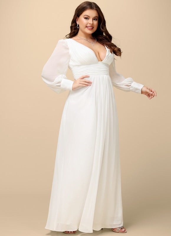 Robe De Soirée Blanche Manche Longue - gallery 9
