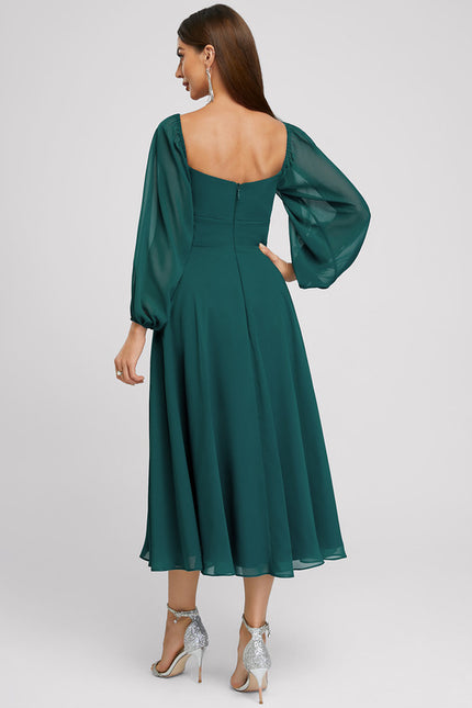 Robe Manche Longue Émeraude Fluide - gallery 4
