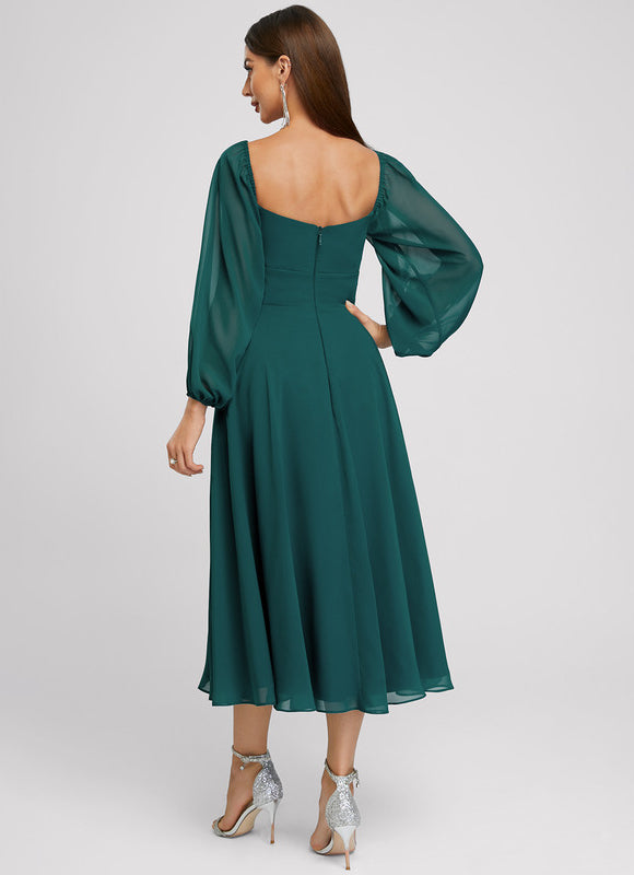 Robe Manche Longue Émeraude Fluide - gallery 4