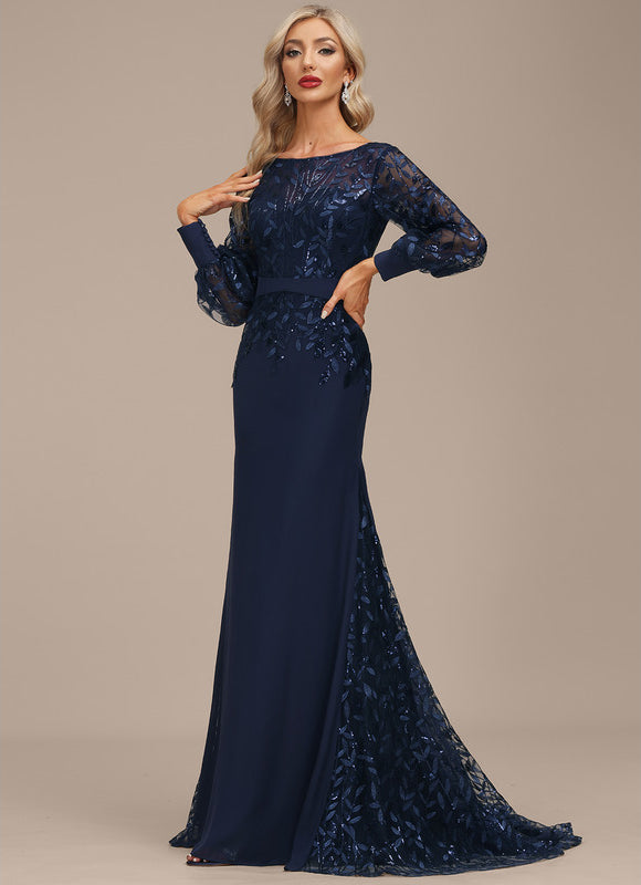 Robe Manche Longue Élégante Satinée - gallery 1