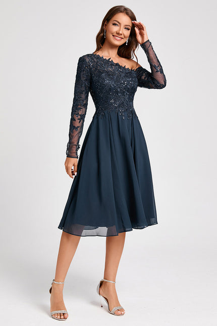 Robe Manche Longue Asymétrique Dentelle