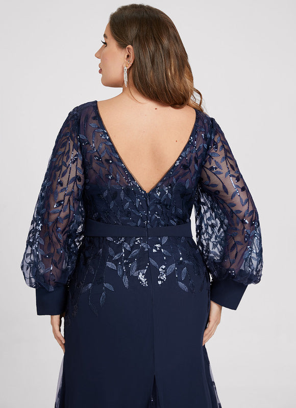 Robe Manche Longue Élégante Satinée - gallery 8