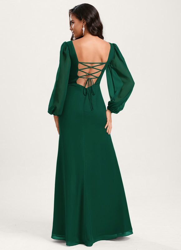Robe De Soiree Sirene Manche Longue - gallery 4
