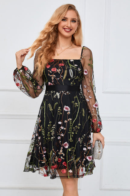 Robe Manche Longue Brodée Transparente - gallery 7