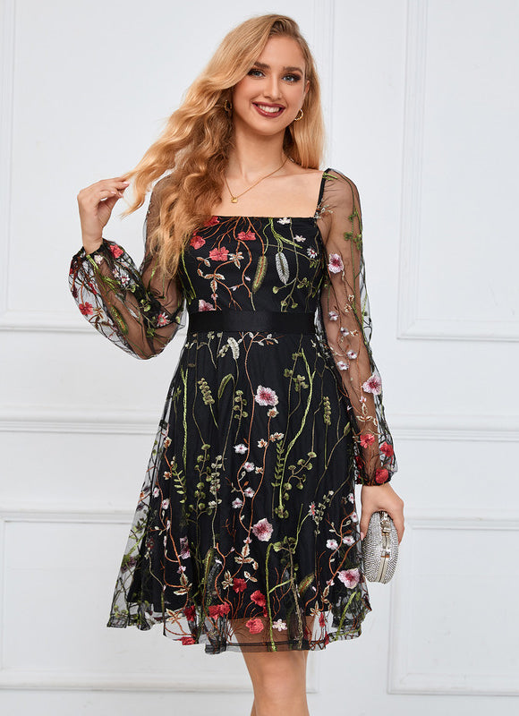 Robe Manche Longue Brodée Transparente - gallery 7