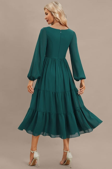 Robe Manche Longue Vaporeuse Émeraude - gallery 5