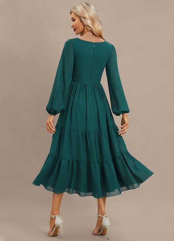 Robe Manche Longue Vaporeuse Émeraude - gallery 5