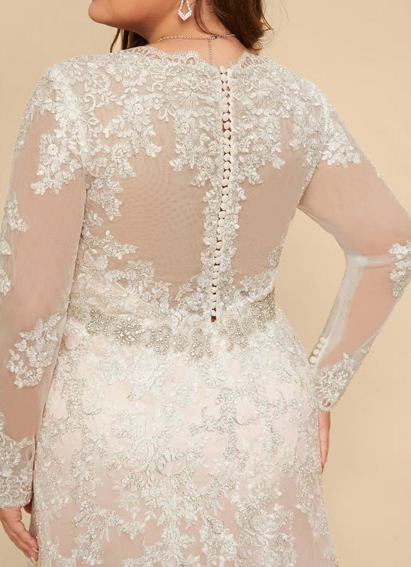 Robe Manche Longue Sirène Tulle Floral - gallery 7