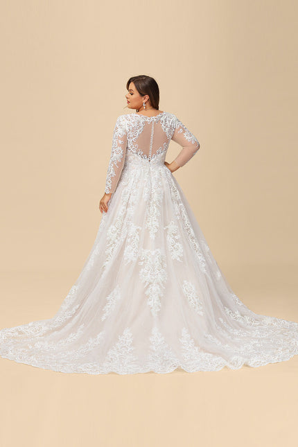 Robe Manche Longue Élégante En Tulle - gallery 9
