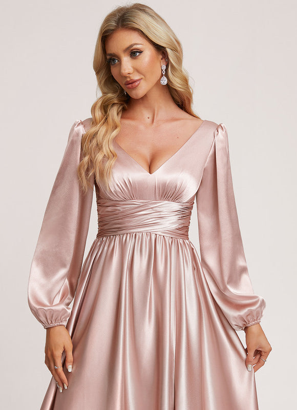 Robe Longue Satin Manche Longue - gallery 5