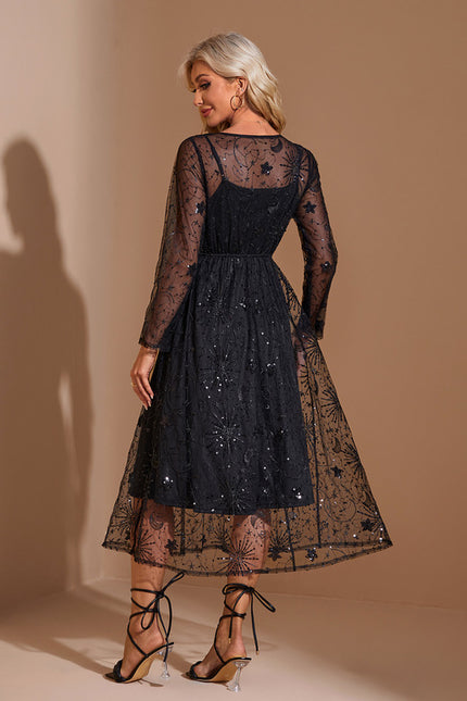 Robe Manches Longues Sequins - gallery 2