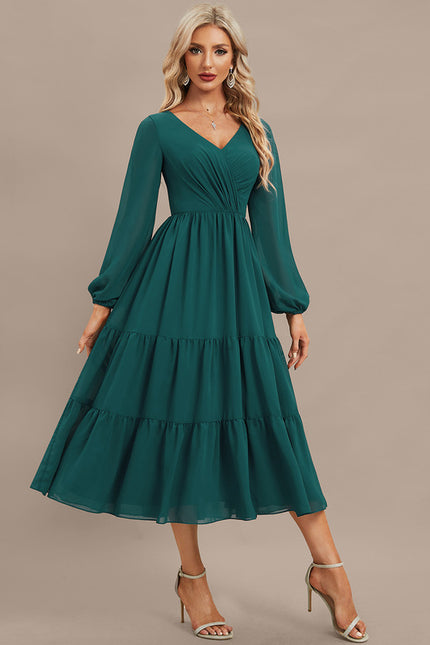 Robe Manche Longue Vaporeuse Émeraude - gallery 4