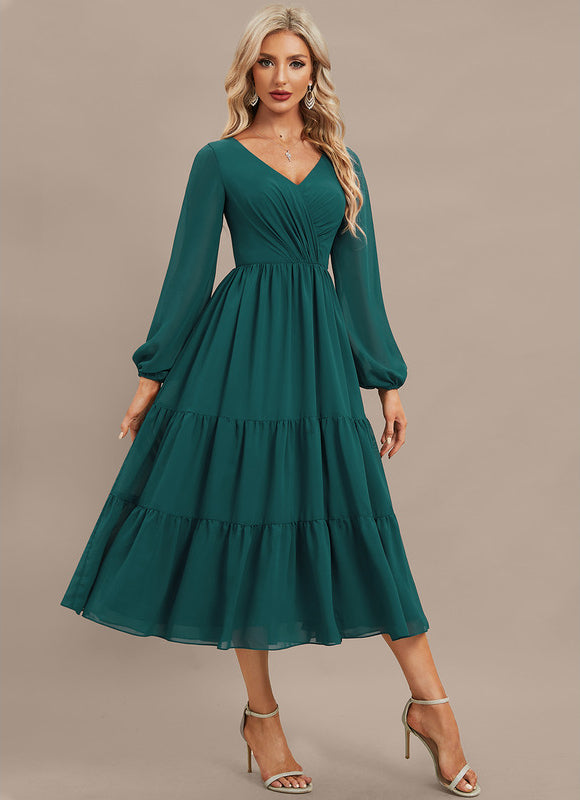 Robe Manche Longue Vaporeuse Émeraude - gallery 4