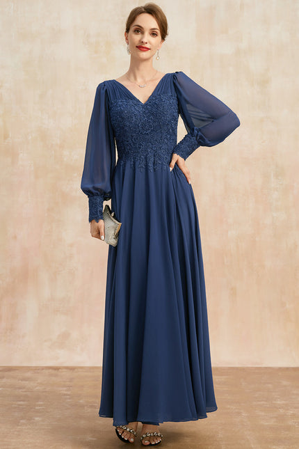 Robe Manche Longue Longue Fluide Bleu