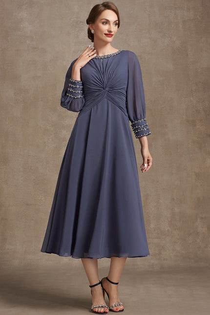 Robe Manche Longue Mousseline Élégante - gallery 2
