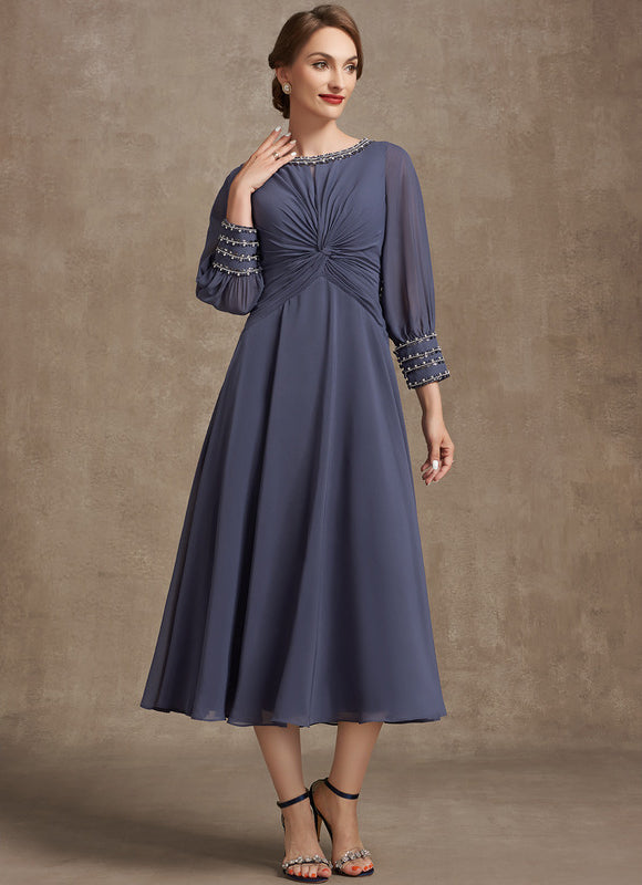 Robe Manche Longue Mousseline Élégante - gallery 2