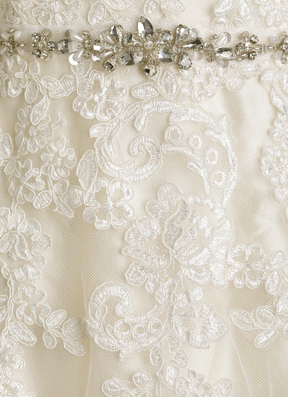 Robe Manche Longue Nuptiale Florale - gallery 1