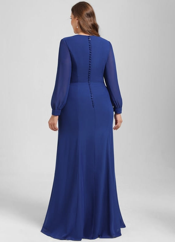 Robe Manche Longue Fluide Fendue - gallery 9