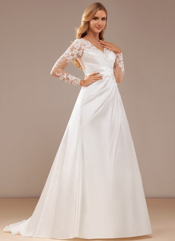Robe Manche Longue Satinée Élégante - gallery 5