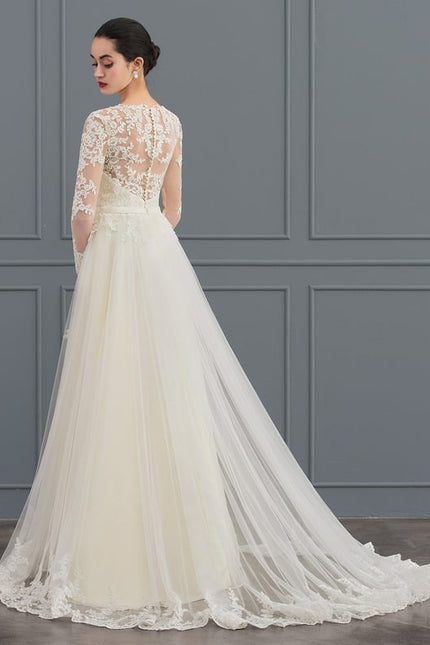 Robe Manche Longue Princesse Tulle Floral - gallery 2