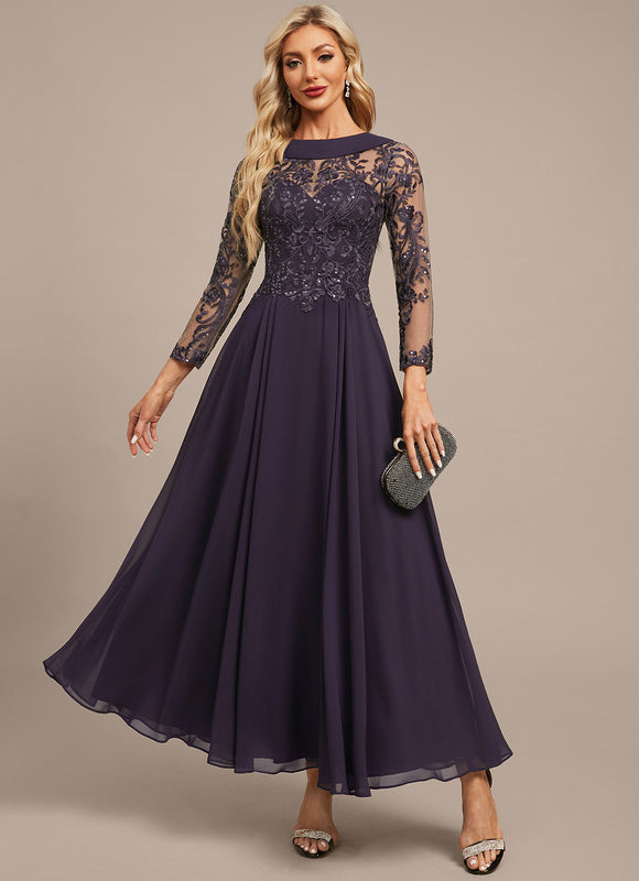 Robe Manche Longue Soirée Violette Élégante