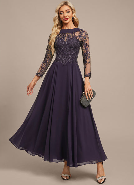 Robe Manche Longue Soirée Violette Élégante